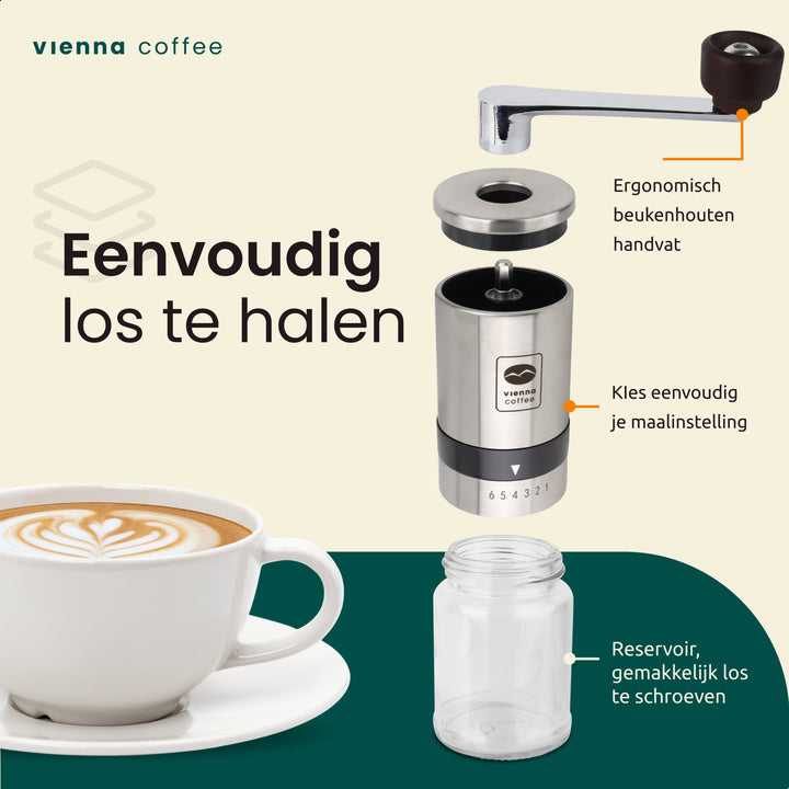 Vienna Coffee Handmatige Koffiemolen - Conisch - 6 Standen - Viennacoffee -