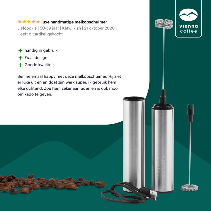 Vienna Coffee Handmatige Melkopschuimer - Oplaadbaar - Viennacoffee -